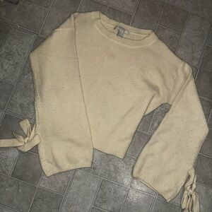 Forever 21 Cream Tie-Sleeve Sweater